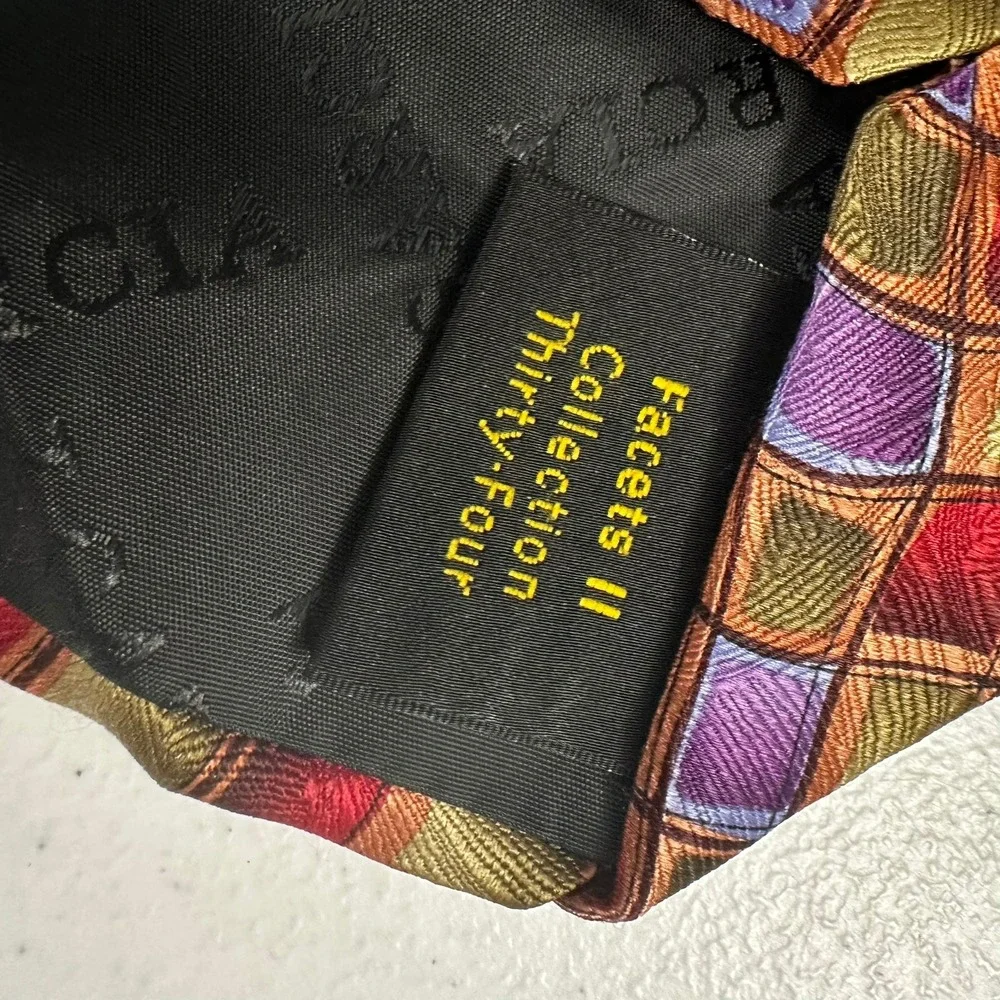 J Garcia Silk Tie Facets II Collection 34 Geometric Diamond Purple Red 2003
